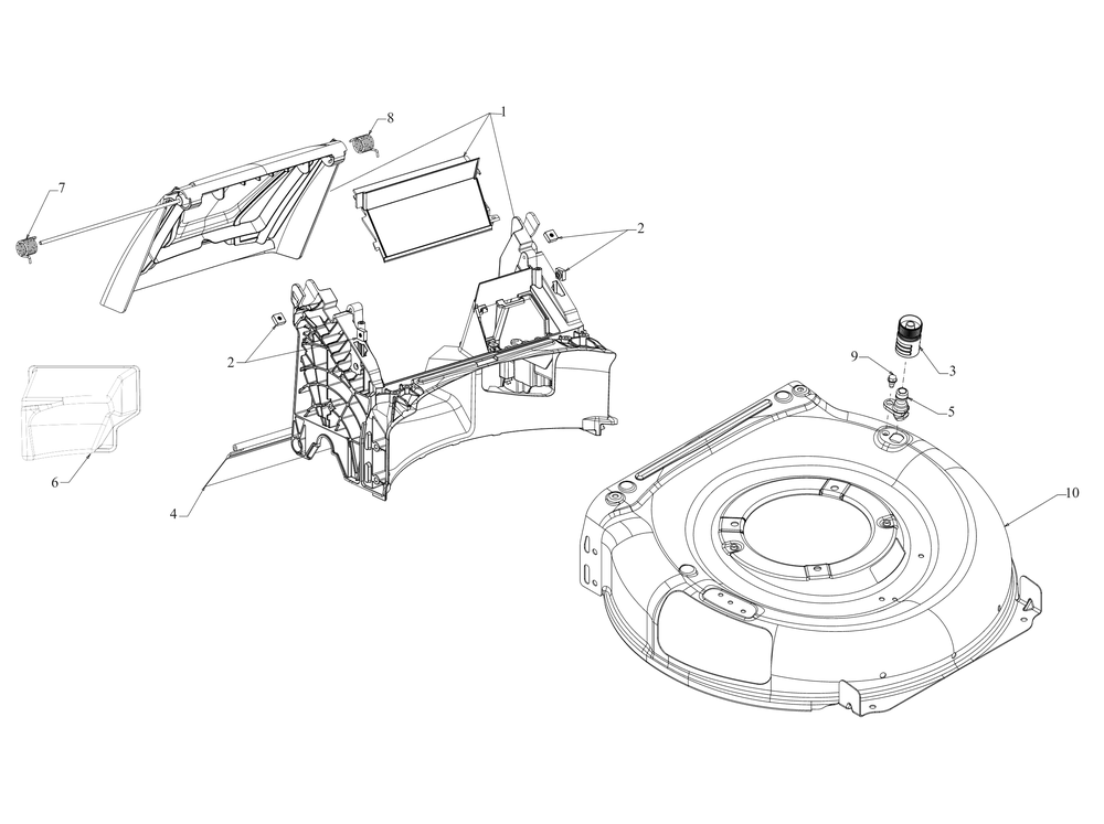 Deck Assembly Diagram and Parts List for SC700E (12AEN2S7710)(2021) Cub Cadet Lawn Mower